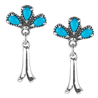 Sterling Silver Sleeping Beauty Turquoise Squash Blossom Earrings - AW Sleeping Beauty Collection