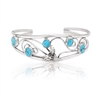 Flower Silver Navajo Native American Natural Arizona Sleeping Beauty Turquoise Cuff Bracelet