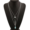 A&C Fashion Bohemia 3 Tier Necklace for Women. Unique Gypsy Girl Turquoise Necklace. (Silver)