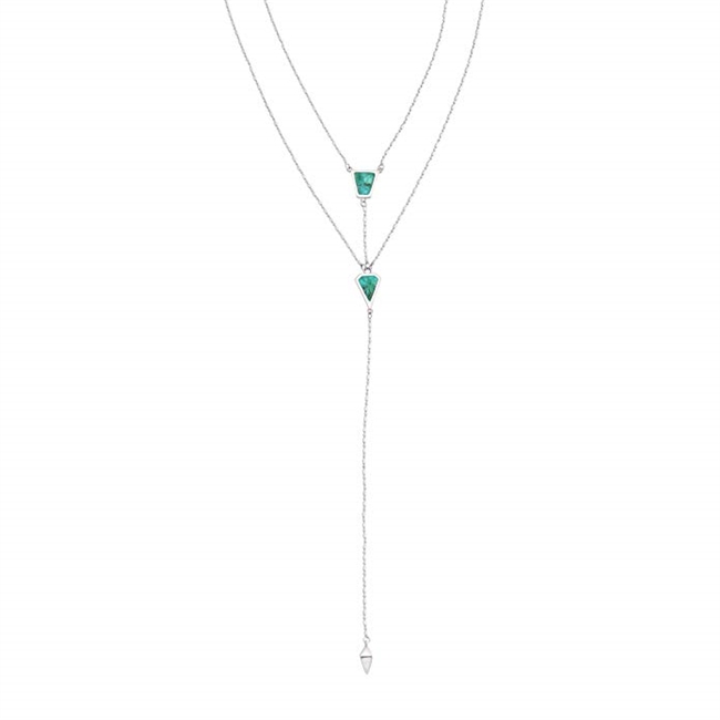 Silpada 'Double-Y' Reversible Lariat Necklace with Compressed Turquoise in Sterling Silver