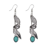 Peony.T Women' Girls' Bohemia Tribal Vintage Dangle Earrings With Turquoise Bead Inlay Nickel Free