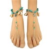 Sealife Theme Starfish Charm Cowry Shell Turquoise Pebbles Barefoot Sandals Anklets