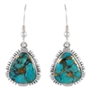 Turquoise Earrings 925 Sterling Silver & Genuine Copper-Infused Matrix Turquoise