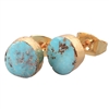 ZENGORI 1 Pair Gold Plated Natural Freefrom Turquoise Post Stud Earrings for Women G1017