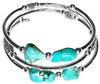 Sofia Luxe Handmade Stainless Steel and Stabilized Turquoise Wrap Around Memory Wire Bracelet Cuff Bangle