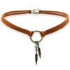 Suede Choker Necklace for Women, Native American Indian Jewelry Bohemian Feather Handmade Leather Jewelry