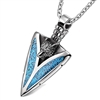 Arrowhead Howling Wolf Courage Powers Protection Amulet Charm Simulated Turquoise Adjustable Necklace