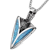 Arrowhead Howling Wolf Courage Powers Protection Amulet Charm Simulated Turquoise Adjustable Necklace