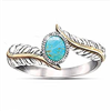 Meolin Synthetic Turquoise Feather Ring Bohemian jewelry,alloy,6
