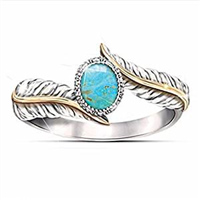 Meolin Synthetic Turquoise Feather Ring Bohemian jewelry,alloy,6