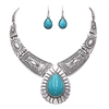 Rosemarie Collections Womenâ€™s Southwest Teardrop Stone Statement Necklace Earrings Set