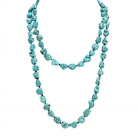 POTESSA Turquoise Beads Endless Necklace Long Knotted Stone Multi-Strand Layer Necklaces Handmade Jewelry