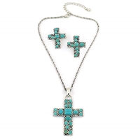 jianxi Vintage Alloy Synthetic Turquoise Necklace Fashion Jewelry Women