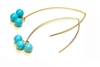 SONIA HOU Angel Earrings 14K Gold Filled Turquoise Blue Marquise Dangle Earrings | Upside Down Hoop | Needle Drop Ear Threader | Hypoallergenic
