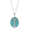 Beaux Bijoux Sterling Silver Turquoise Tree of Life Oval Pendant with 18" Chain