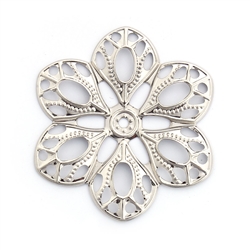 Antique Silver Filigree Flower - Set of 3