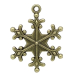 Antiqued Bronze Snowflake Charms - Set of 5