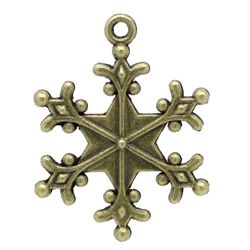 Antiqued Bronze Snowflake Charms - Set of 5