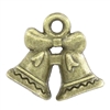 Antiqued Bronze Bell Bowknot Charms - Set of 5