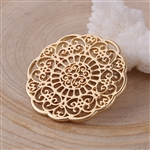Round Flower Gold Plated Filigree - Set of 4