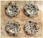 Floral Decorated Wooden Buttons - 1" Set of 4