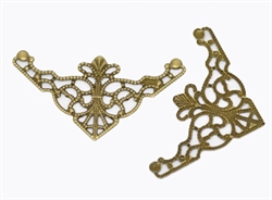 Antiqued Bronze Corner Filigree Metal Pieces - Set of 4