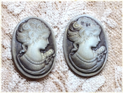 Coffee Lady Oval Resin Cameo