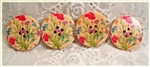 Floral Decorated Wooden Buttons - 1.18" Set of 4