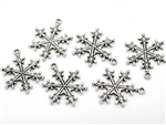 Antiqued Silver Snowflake Charms - Set of 6