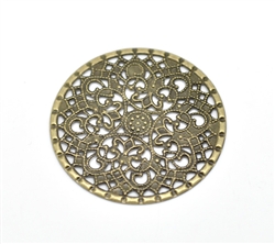 Antiqued Bronze Round Filigree Pieces - Set of 4