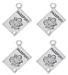 Antique Silver Passport Charms - set of 4
