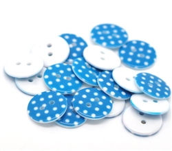 Blue Patterned Resin Buttons - 18mm Set of 4