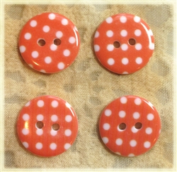 Orange Patterned Resin Buttons - 18mm Set of 4