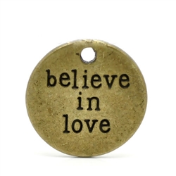 Antique Bronze 'Believe in Love' Message Charms - set of 4
