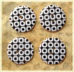 Black Patterned Resin Buttons - 23mm