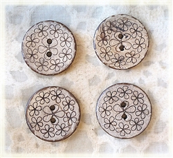 Carved Coconut Shell Buttons - 23mm