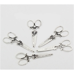 Silver Tone Scissor Charms - Set of 5