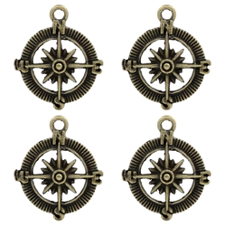 Antique Bronze Compass- set of 4