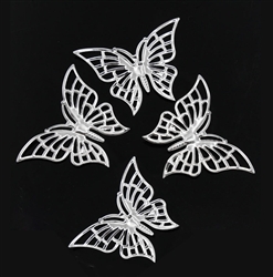 Silver Tone Butterfly - Set of 4