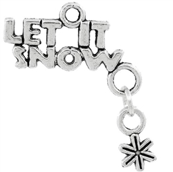 Antiqued Silver Tone Let It Snow Charm - Set of 5