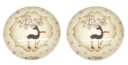 Christmas Reindeer Glass Dome Cabochons - Set of 2