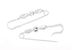 2 Piece Silver Tone Acrylic Rhinestone Safety Pins