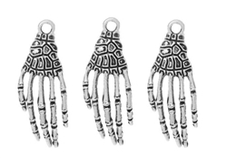 Silvertone Skeleton Hand Charms - Set of 3