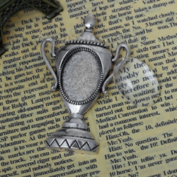 Antique Silver Trophy Brooch With Glass Cabochon