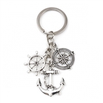 Travel Keychain with Keyring - Anchor, Compass, Wheel