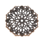 Round Antiqued Copper Filigree Pieces - 35mm - Set of 4