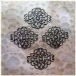 Antiqued Bronze Filigree Pieces - Set of 4