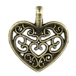 Antiqued Bronze Heart Charms - Set of 3