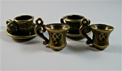 Antique Bronze Cup Charms - Set of 4