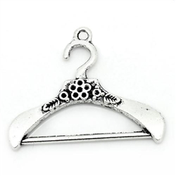 Antiqued Silver Tone Floral Hanger Charms - Set of 3